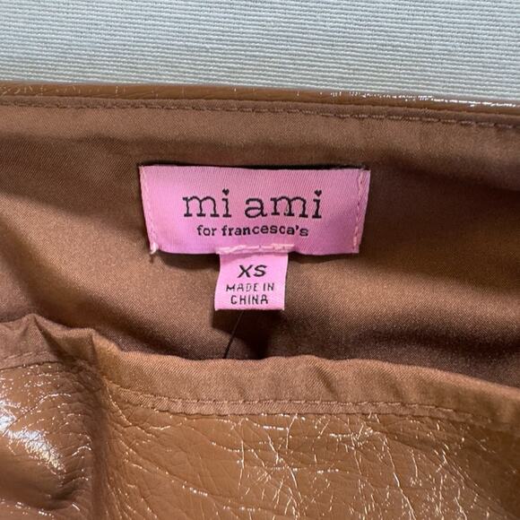 Francescas Miami faux leather Brown mini skirt CS NWT - Picture 6 of 6
